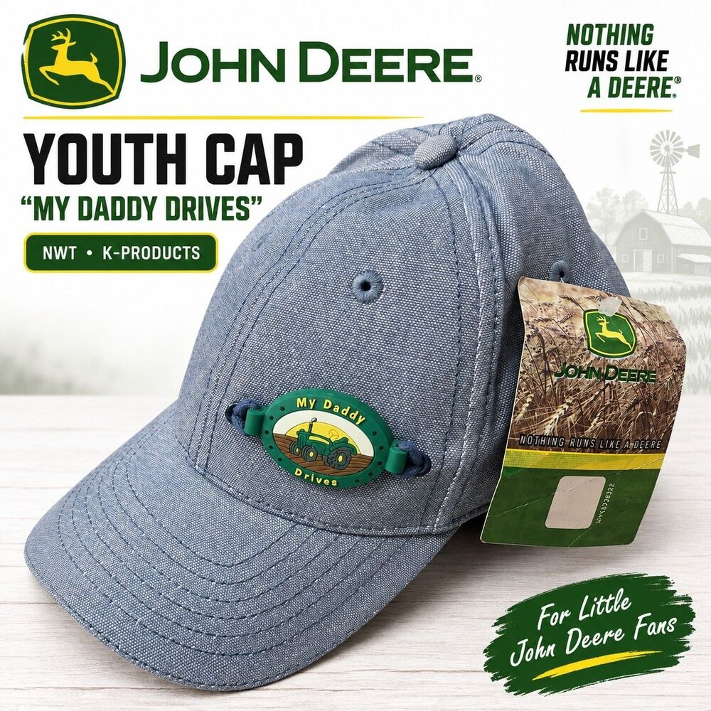 John Deere Youth Cap My Daddy Drives Tractor Blue Denim NWT K-Products